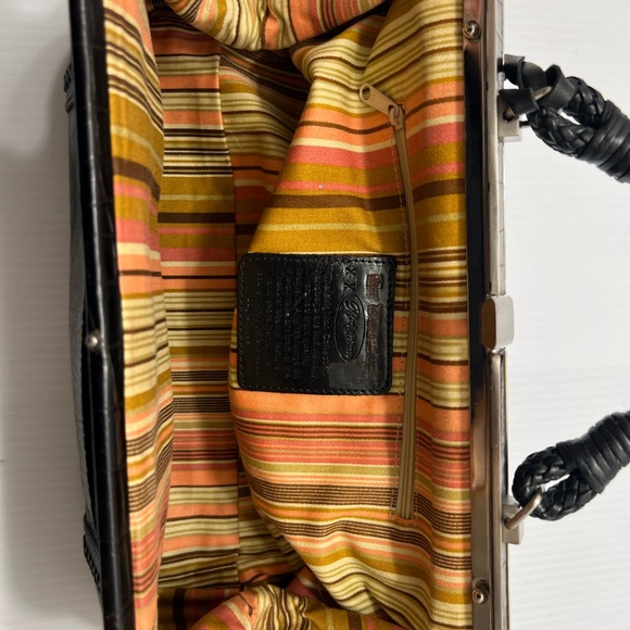 Brighton Black Satchel with Crocodile Texture and Heart Charm vintage esta Find - Picture 7 of 16